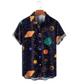 Men's Lapel Casual Print Short Sleeve Shirt 69790901M