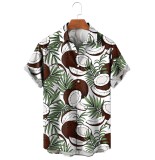 Men's Coconut Palm Tree Tropical Hawaiian Short Sleeve Shirt