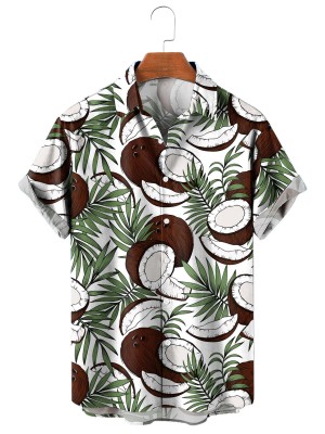 Men's Coconut Palm Tree Tropical Hawaiian Short Sleeve Shirt